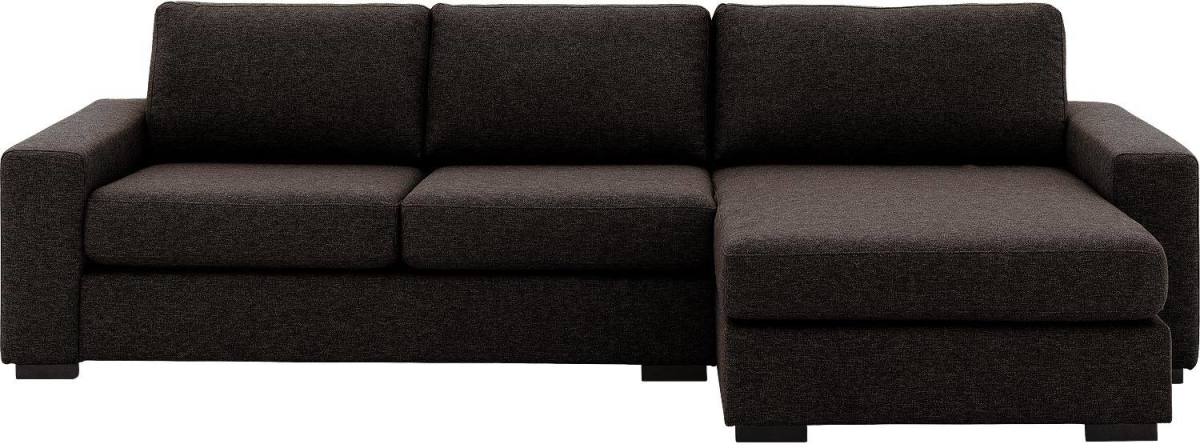Goossens Hoekbank Lucca Met Chaise Longue donkerbruin, stof, 2,5-zits, stijlvol landelijk met chaise longue rechts