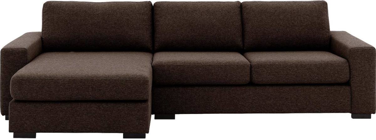 Goossens Hoekbank Lucca Met Chaise Longue bruin, stof, 2,5-zits, stijlvol landelijk met chaise longue links