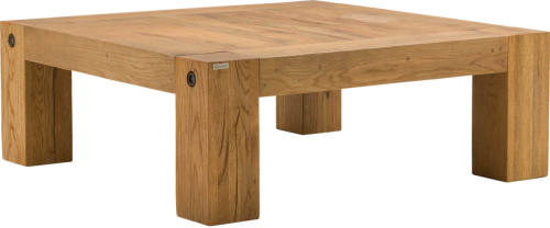 Goossens Salontafel Houston vierkant, hout eiken donker bruin, stijlvol landelijk, 110 x 40 x 110 cm