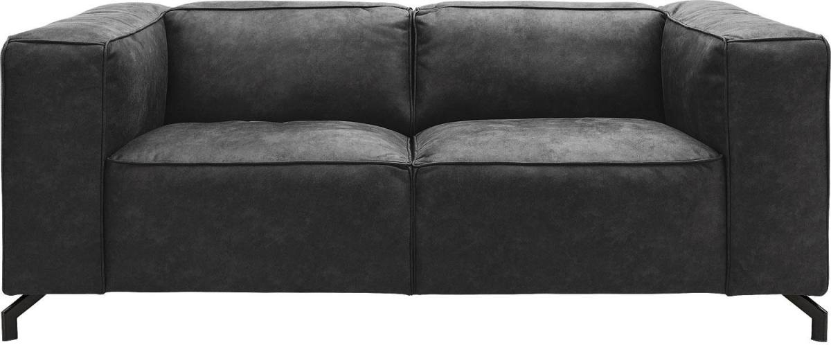 Goossens Bank Calvin antraciet, micro leer, 2-zits, modern design