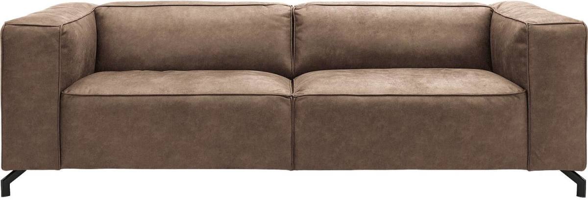 Goossens Bank Calvin bruin, micro leer, 3,5-zits, modern design
