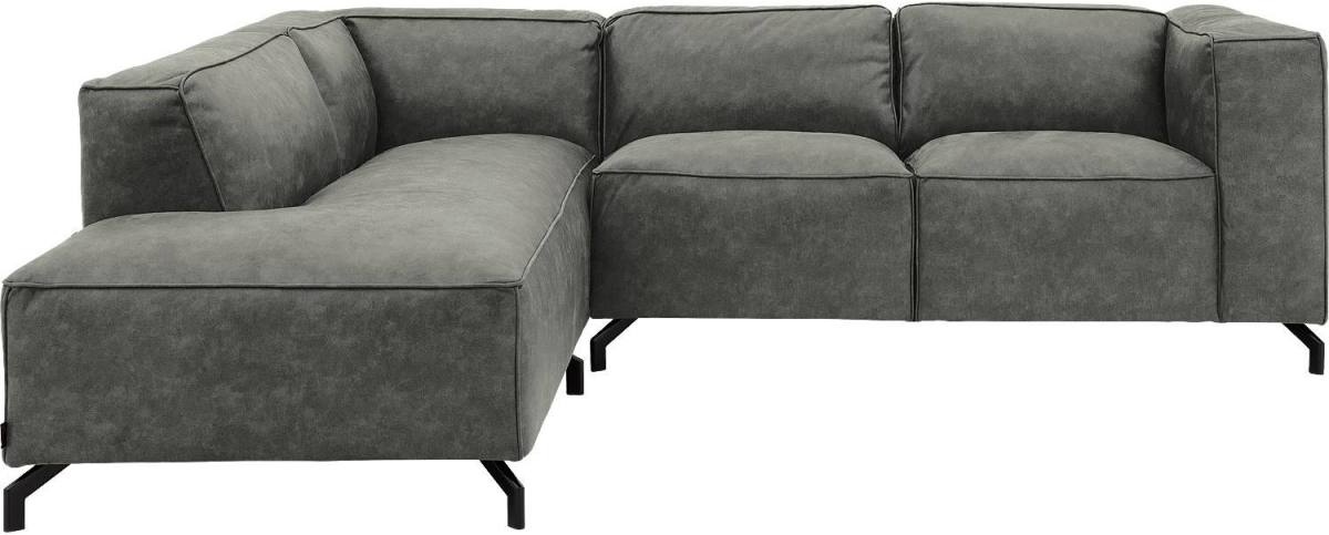 Goossens Bank Calvin grijs, micro leer, 2-zits, modern design met ligelement links
