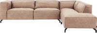 Goossens Bank Calvin bruin, micro leer, 3,5-zits, modern design met ligelement rechts