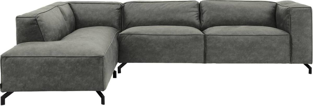 Goossens Bank Calvin grijs, micro leer, 3,5-zits, modern design met ligelement links