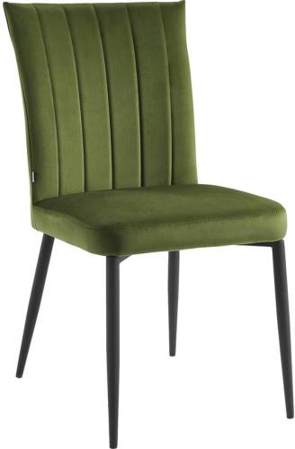 Goossens Basic Eetkamerstoel Trin groen velvet stof elegant chic