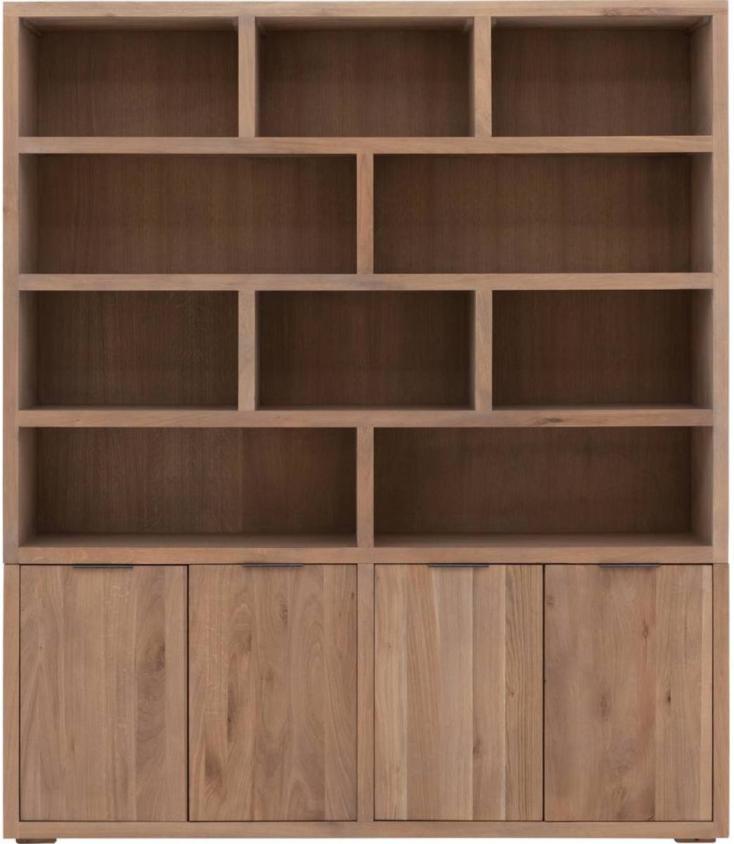 Goossens Buffetkast Narobi, 4 deuren 10 open vakken 180 cm breed, grijs eiken, 180 x 210 x 40 cm, stijlvol landelijk