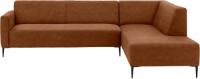 Goossens Bank Key West cognac, micro leer, 3-zits, modern design met ligelement rechts