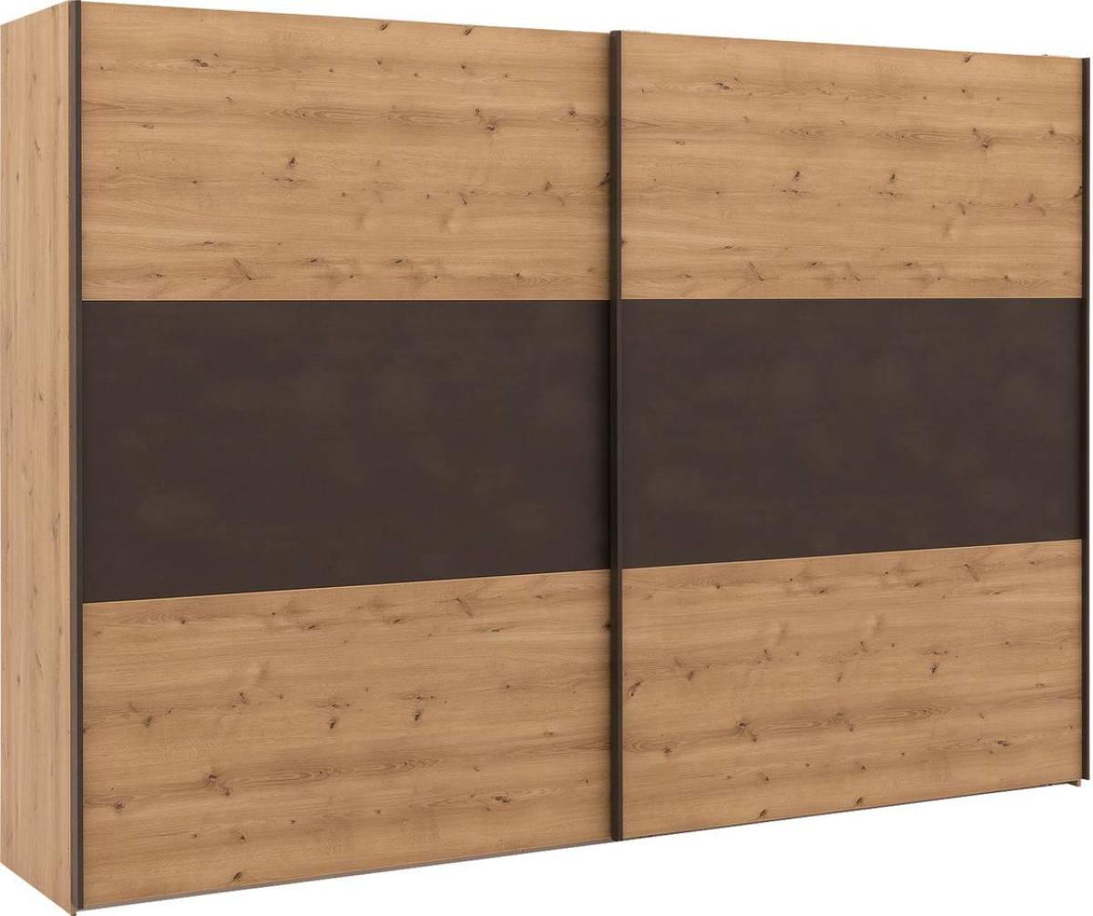 Goossens Kledingkast Hertog, 300 cm breed, 217 cm hoog, 2x schuifdeur met middenband zwart