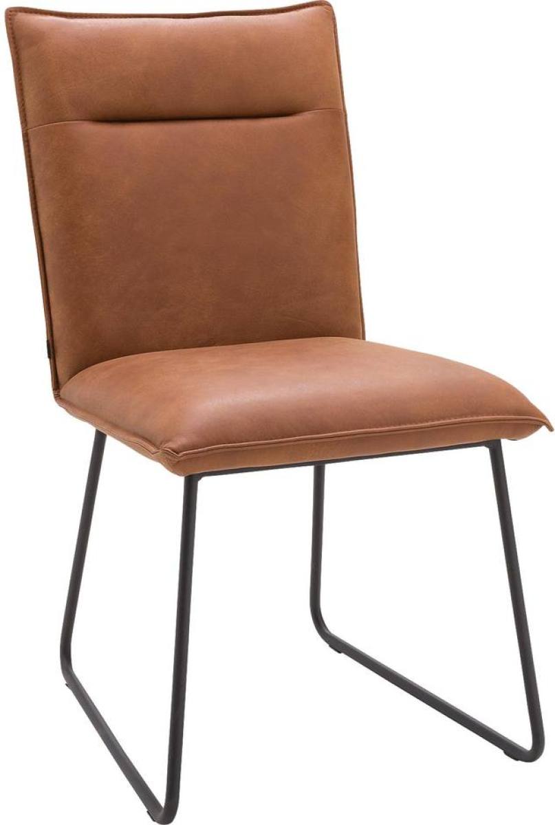 Goossens Eetkamerstoel Teun cognac leer urban industrieel