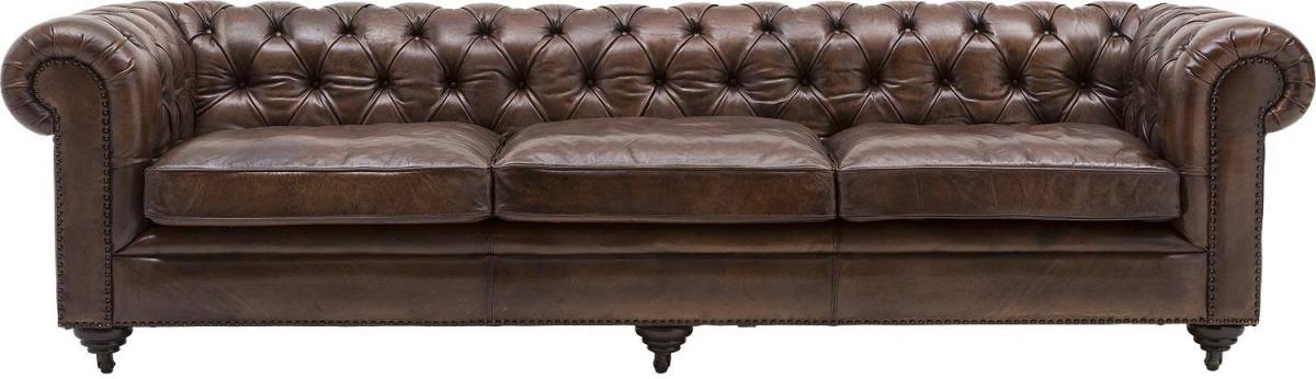 Goossens Excellent Bank Same donkerbruin, leer, 3,5-zits, elegant chic