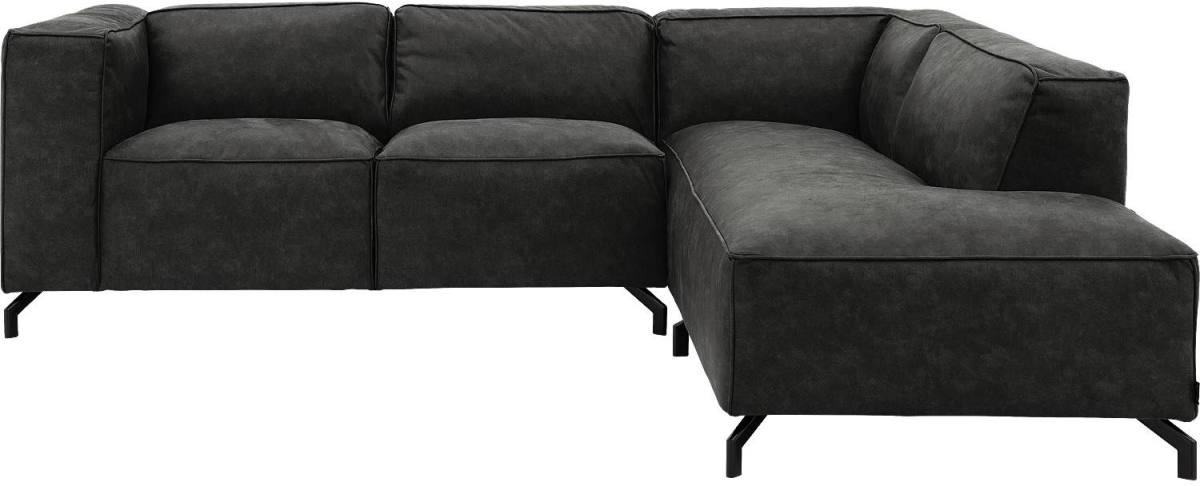 Goossens Bank Calvin grijs, micro leer, 2-zits, modern design met ligelement rechts