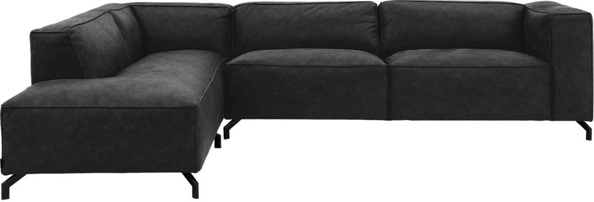Goossens Bank Calvin antraciet, micro leer, 3,5-zits, modern design met ligelement links