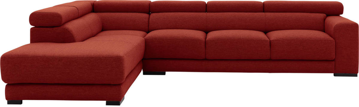Goossens Bank Nora rood, stof, 3-zits, stijlvol landelijk met ligelement links