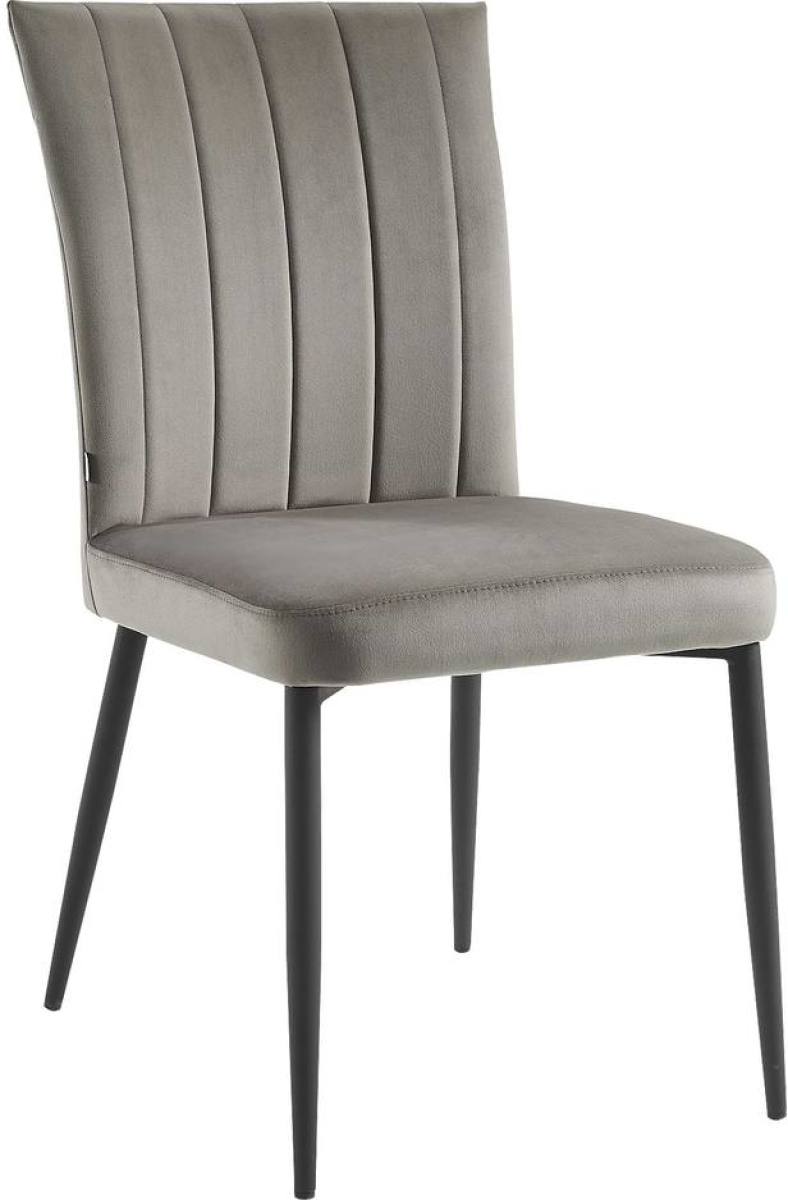 Goossens Basic Eetkamerstoel Trin grijs velvet stof elegant chic