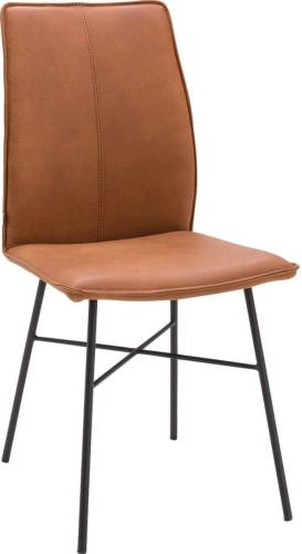 Goossens Eetkamerstoel Daan cognac leer modern design