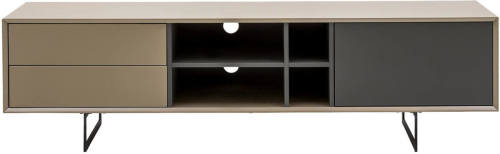 Goossens Basic Tv Meubel Vienna, 1 deur 2 laden 4 open vakken 42 cm diep