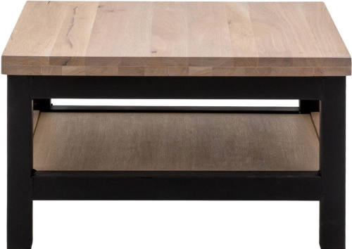 Goossens Hoektafel Santos, hout eiken bruin, urban industrieel, 70 x 40 x 70 cm