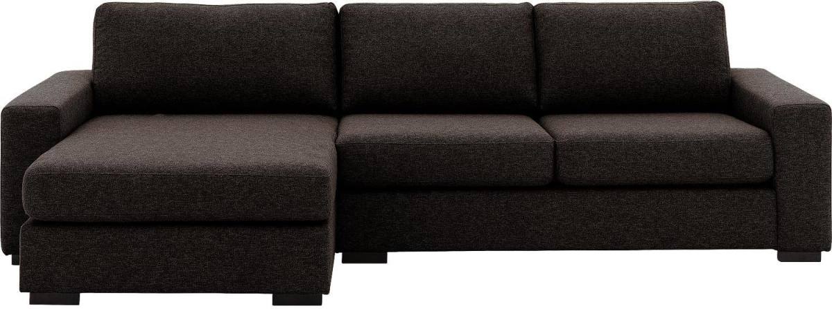Goossens Hoekbank Lucca Met Chaise Longue donkerbruin, stof, 2,5-zits, stijlvol landelijk met chaise longue links