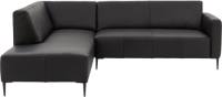 Goossens Hoekbank Key West In Leer zwart, leer, 3-zits, modern design met ligelement links
