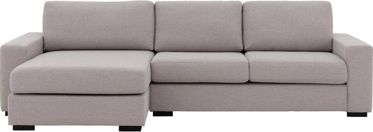 Goossens Hoekbank Lucca Met Chaise Longue lichtgrijs, stof, 2,5-zits, stijlvol landelijk met chaise longue links