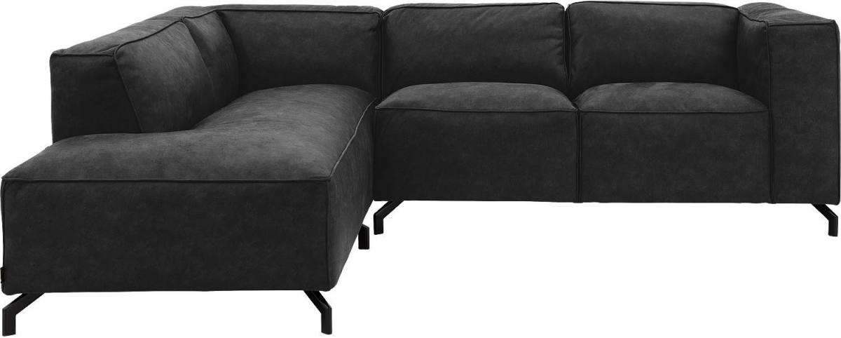 Goossens Bank Calvin antraciet, micro leer, 2-zits, modern design met ligelement links