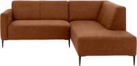 Goossens Bank Key West cognac, micro leer, 2-zits, modern design met ligelement rechts