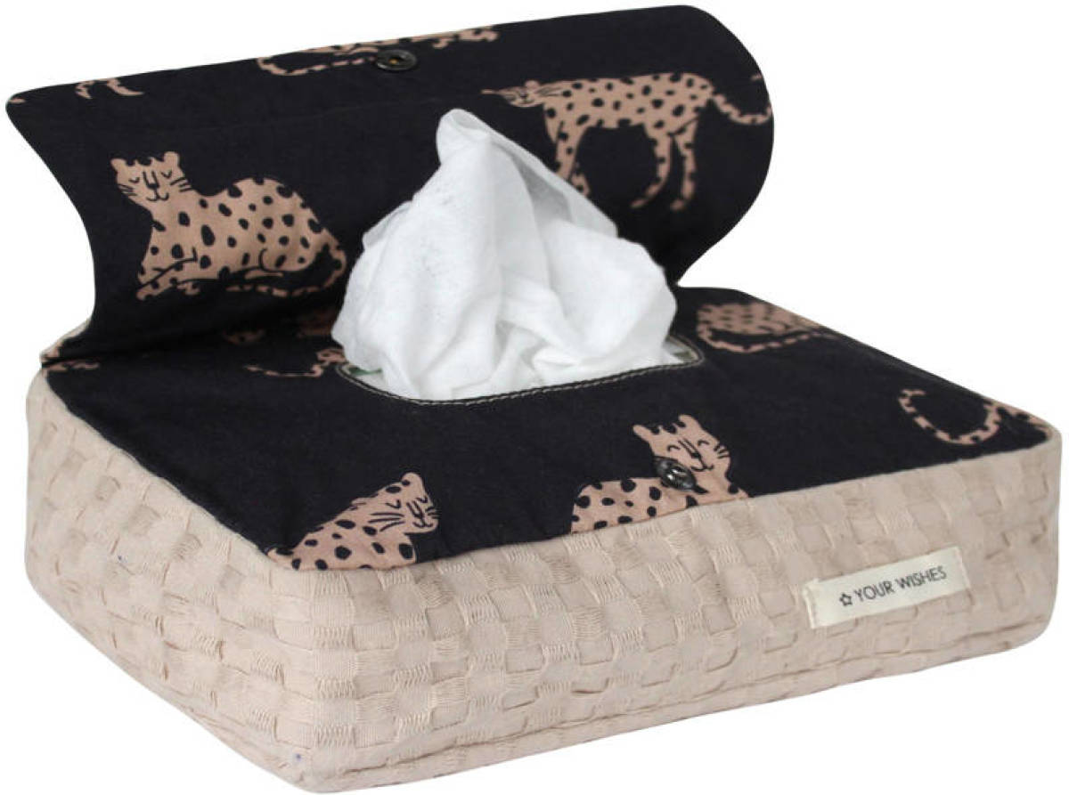 Your Wishes doekjeshouder Wild Cheetah zwart/beige