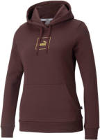 Puma hoodie met logo en glitters aubergine