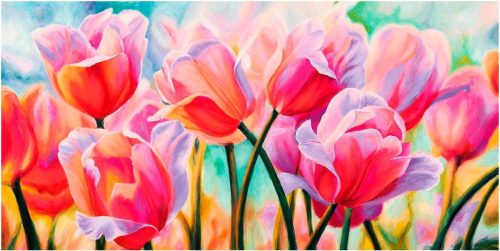 Home affaire Decoratief paneel CYNTHIA ANN / Tulips in Wonderland 100x50 cm