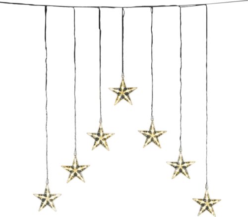 Konstsmide Led-lichtgordijn Led lichtgordijn met 7 sterretjes, voor buiten, 35 warmwitte dioden, buitentransformator, transparante kabel