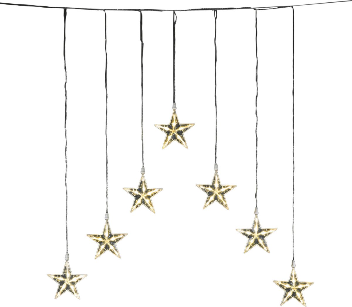 Konstsmide Led-lichtgordijn Led lichtgordijn met 7 sterretjes, voor buiten, 35 warmwitte dioden, buitentransformator, transparante kabel