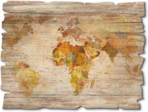 Artland Artprint op hout Wereldkaart (1 stuk)