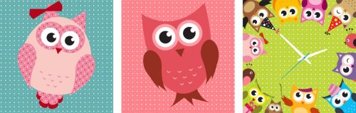 Conni Oberkircher´s Wanddecoratie Colours Owl met decoratieve klok (set)