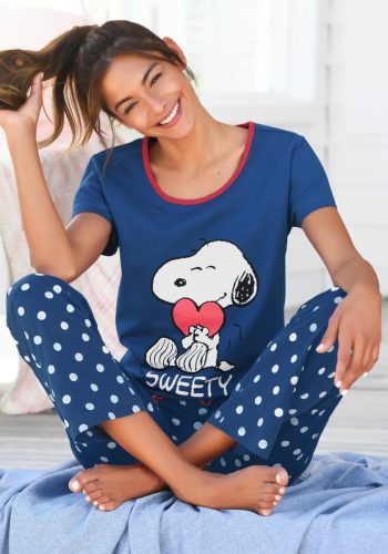 Peanuts Pyjama met snoopy-print en gestippelde broek