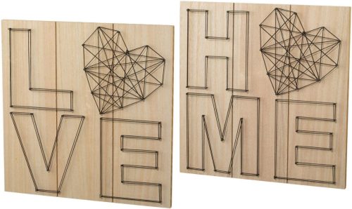 Creativ home Artprint op hout Wanddecoratie, van hout, met een opschrift (set)