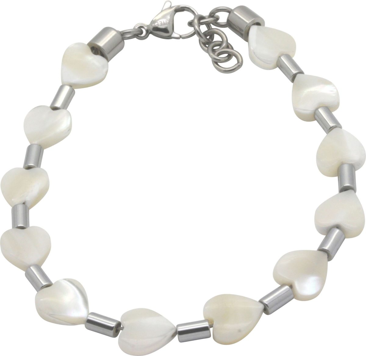 Firetti Armband Harten, glans-look, massief met parelmoer en hematiet, made in germany