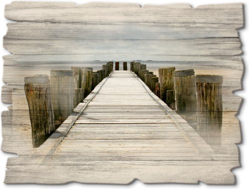 Artland Artprint op hout Pier in Watt (1 stuk)