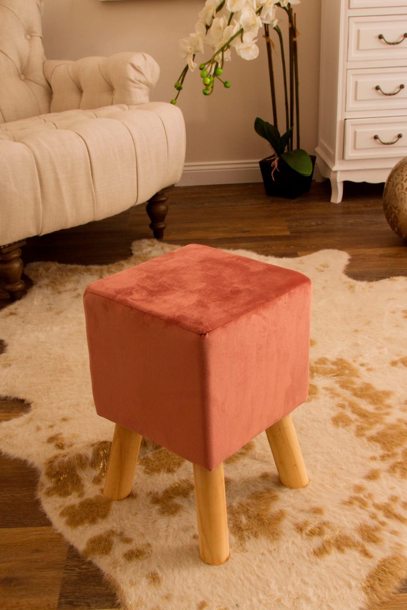 my Flair Hocker vierk. 4 poten naturel/oudroze