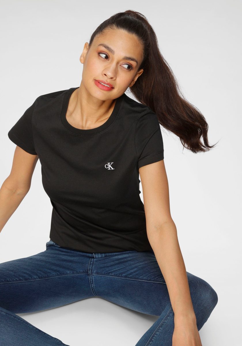 Calvin klein T-shirt CK EMBROIDERY SLIM TEE met geborduurd ck-logo op borsthoogte