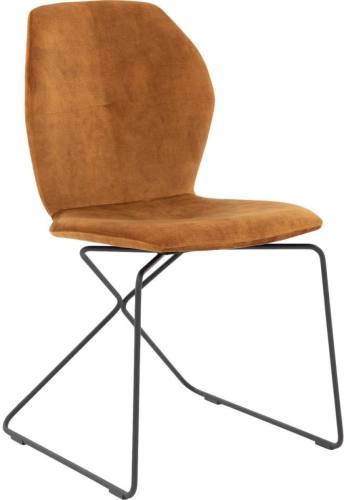 Goossens Eetkamerstoel Manzini cognac velvet stof modern design