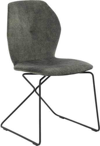 Goossens Eetkamerstoel Manzini groen velvet stof modern design