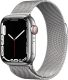 Apple Watch 7 Cell. 41mm rvs zilver. mil. armband zilver