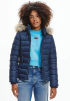 Tommy Jeans Donsjack TJW BASIC HOODED DOWN JACKET met imitatiebont aan de capuchon & Tommy Jeans-merklabel