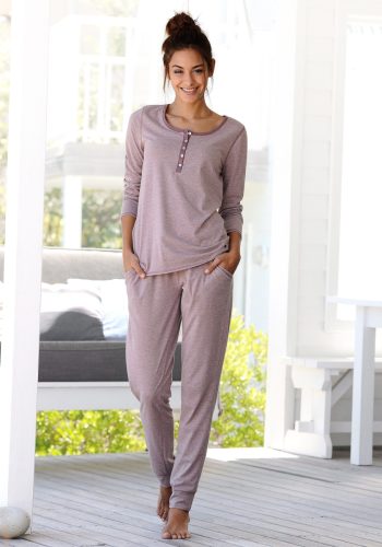 Arizona Pyjama in gemêleerde kwaliteit met knoopsluiting