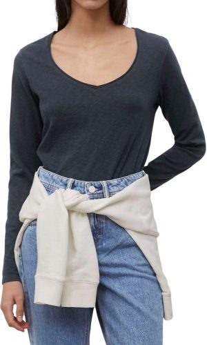 Marc O'Polo DENIM Shirt met lange mouwen met rolrand langs de v-hals