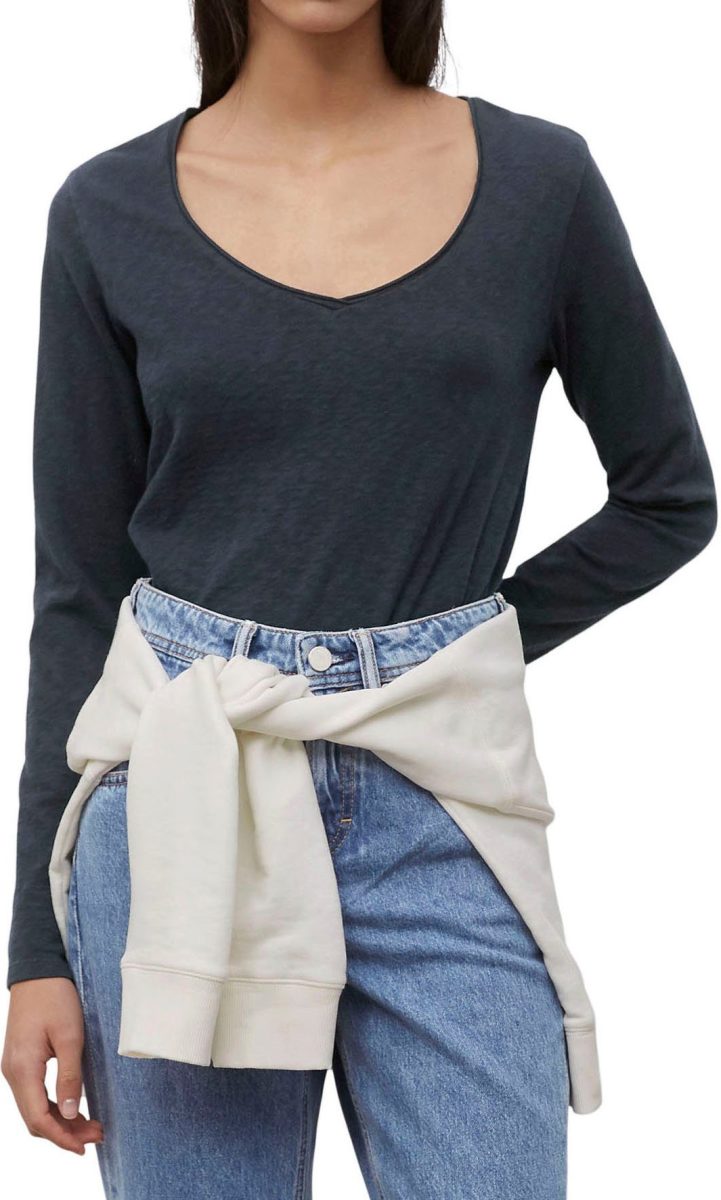 Marc O'Polo DENIM Shirt met lange mouwen met rolrand langs de v-hals