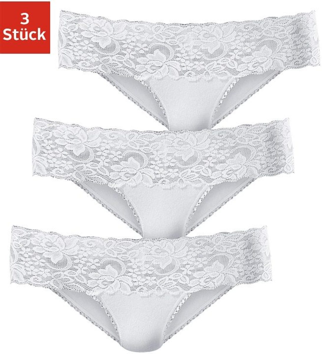 vivance active Brasil-slip met brede kanten boordjes (3 stuks)