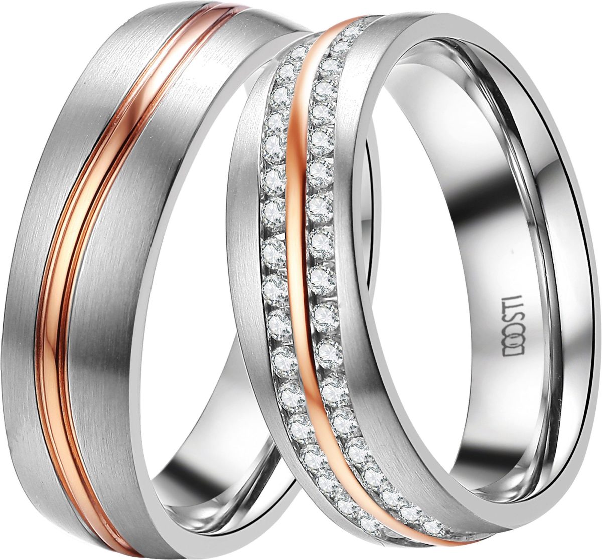 DOOSTI Trouwring Shining wave, ST-102-D, ST-102-H naar keuze met of zonder zirkoontjes