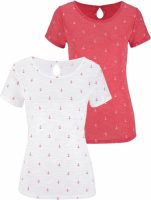 Beachtime T-shirt met maritieme ankerprint (Set van 2)