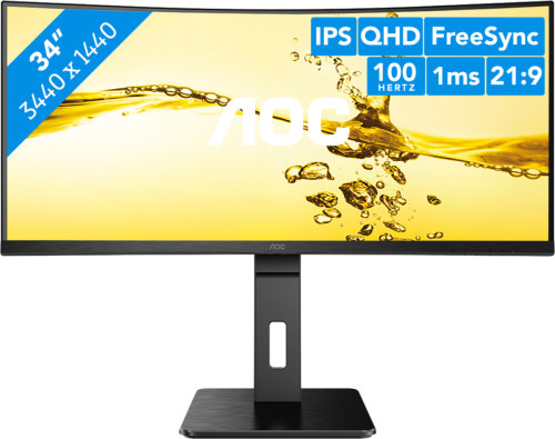 AOC Pro-line CU34P2A LED display 86,4 cm (34 ) 3440 x 1440 Pixels 2K Ultra HD Zwart